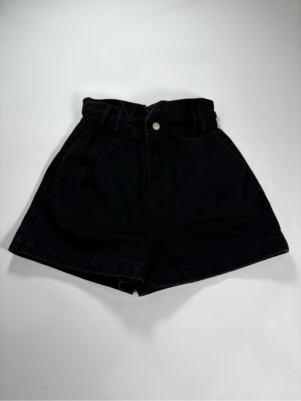 Aaron and Amber High-Waist Black Paperbag Shorts